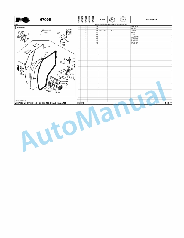Massey Ferguson MF 6700 S Repair Time Schedule ACT003145-3