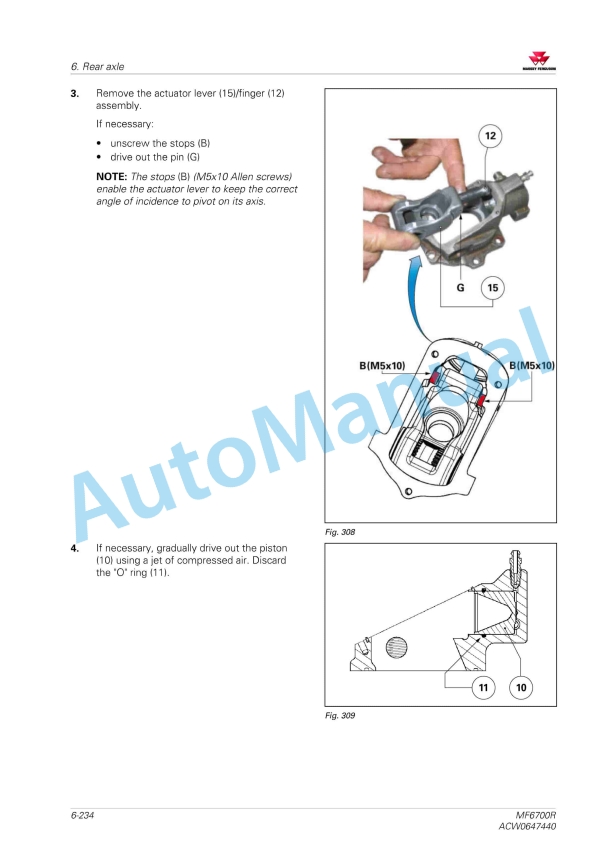Massey Ferguson MF 6700R Series Tractors Workshop Service Manual ACW0647440-2