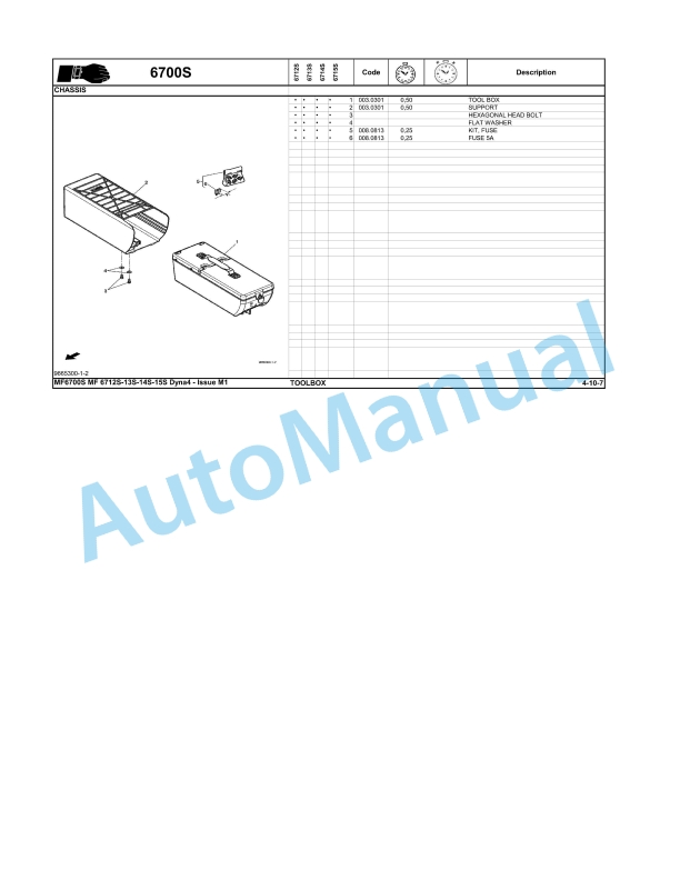 Massey Ferguson MF 6700S Repair Time Schedule ACT003140-5
