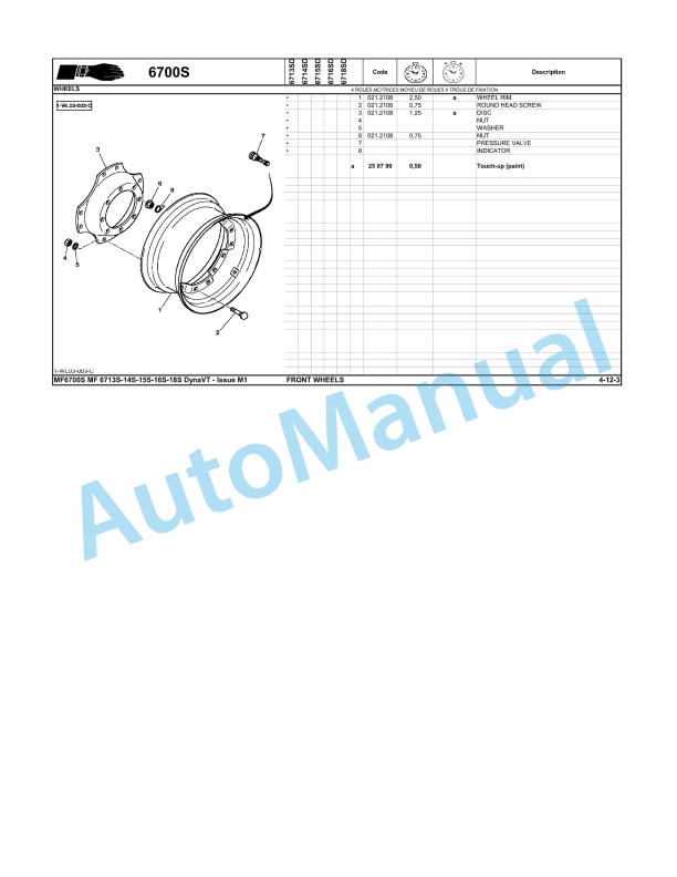Massey Ferguson MF 6700S Repair Time Schedule ACT003150-5