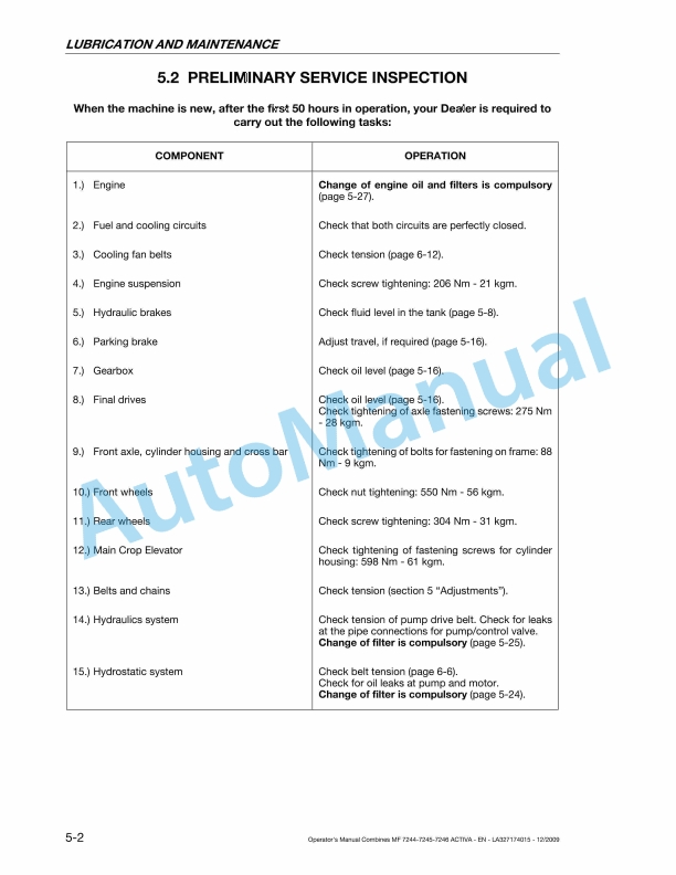 Massey Ferguson MF 7244, 7245, 7246 Activa Tractor Original Operators Manual LA327174015-2