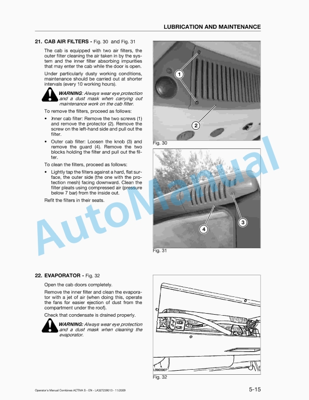 Massey Ferguson MF 7245 S, MF 7245 S AL, MF 7247 S, MF 7247 S AL Tractor Original Operators Manual LA327239013-2
