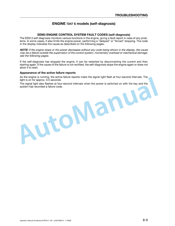 Massey Ferguson MF 7245 S, MF 7245 S AL, MF 7247 S, MF 7247 S AL Tractor Original Operators Manual LA327239013-5