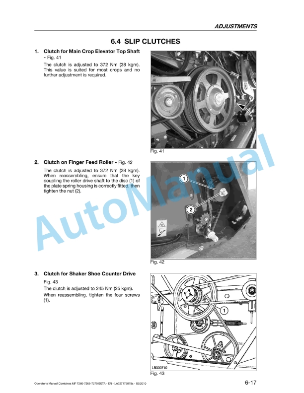 Massey Ferguson MF 7260 Beta to MF 7270 AL-4 Beta Original Operators Manual LA327176019a-3