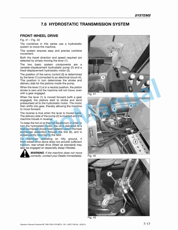 Massey Ferguson MF 7260 Beta to MF 7270 AL-4 Beta Original Operators Manual LA327176019a-4