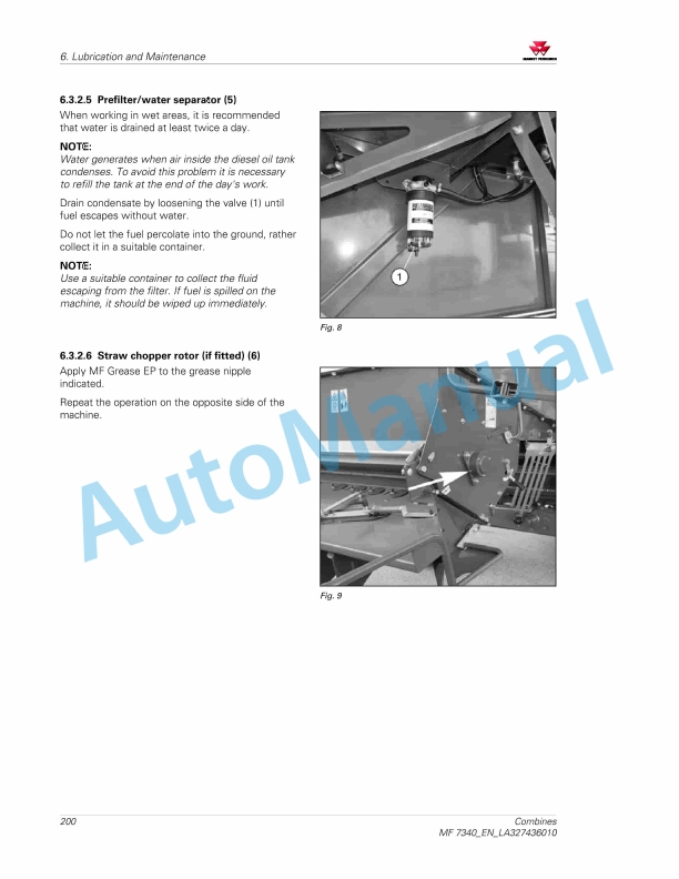 Massey Ferguson MF 7340 Combines Operators Manual LA327436010-2