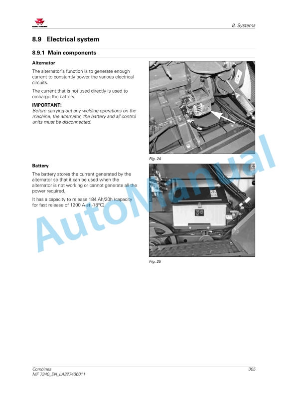 Massey Ferguson MF 7340 Combines Operators Manual LA327436011-4