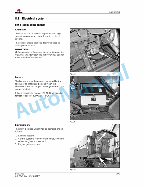Massey Ferguson MF 7340 Combines Operators Manual LA327436012-4