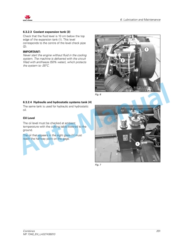 Massey Ferguson MF 7340 Combines Operators Manual LA327436013-2