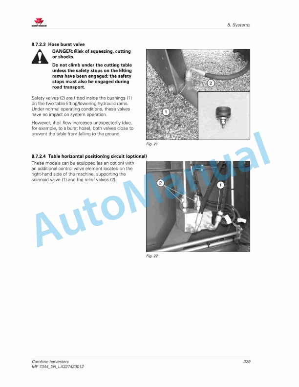 Massey Ferguson MF 7344 Combine Harvesters Operators Manual LA327433012-4