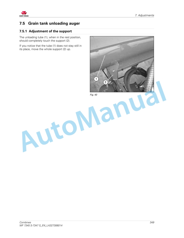 Massey Ferguson MF 7345 S - MF 7347 S Combines Operators Manual LA327306014-3