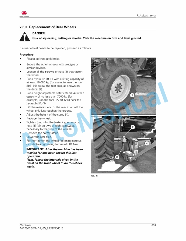 Massey Ferguson MF 7345 S - MF 7347 S Combines Operators Manual LA327306015 3 Massey Ferguson MF 7345 S - MF 7347 S Combines Operators Manual LA327306015 - Image 3