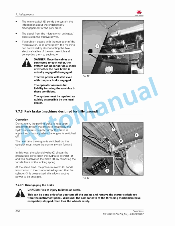 Massey Ferguson MF 7345 S - MF 7347 S Combines Operators Manual LA327306017 3 Massey Ferguson MF 7345 S - MF 7347 S Combines Operators Manual LA327306017 - Image 3