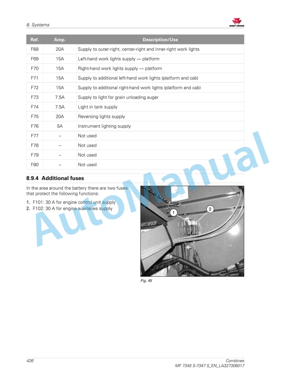 Massey Ferguson MF 7345 S - MF 7347 S Combines Operators Manual LA327306017 4 Massey Ferguson MF 7345 S - MF 7347 S Combines Operators Manual LA327306017 - Image 4