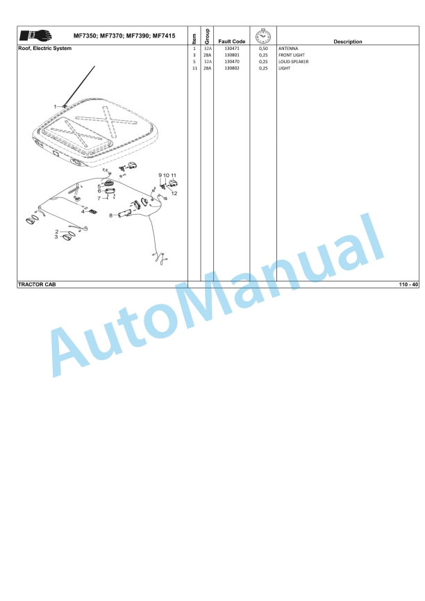 Massey Ferguson MF 7350, MF 7370, MF 7390, MF 7415 Dyna 6 Labor Chart 6290326M1 5 Massey Ferguson MF 7350, MF 7370, MF 7390, MF 7415 Dyna 6 Labor Chart 6290326M1 - Image 5