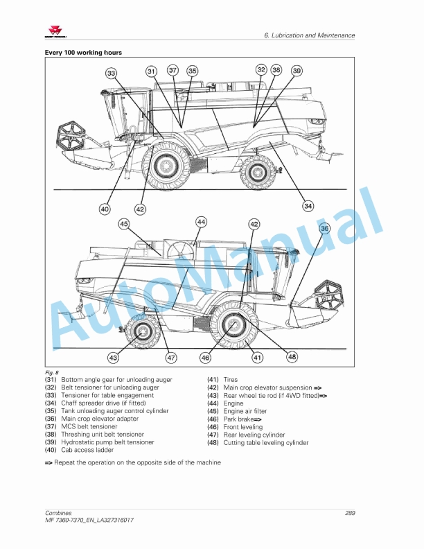 Massey Ferguson MF 7360 - MF 7370 Combines Operators Manual LA327316017 2 Massey Ferguson MF 7360 - MF 7370 Combines Operators Manual LA327316017 - Image 2