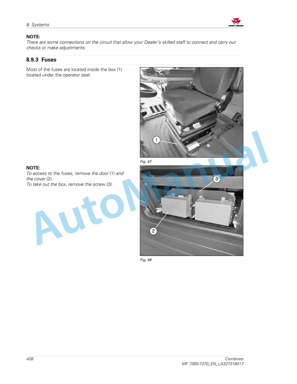 Massey Ferguson MF 7360 - MF 7370 Combines Operators Manual LA327316017 4 Massey Ferguson MF 7360 - MF 7370 Combines Operators Manual LA327316017 - Image 4
