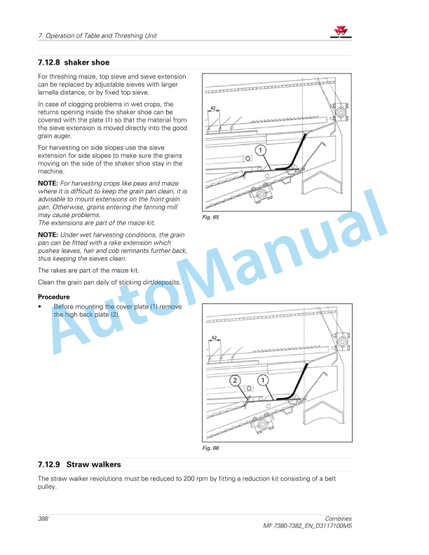 Massey Ferguson MF 7380 - MF 7382 Combines Operators Manual D3117100M5 3 Massey Ferguson MF 7380 - MF 7382 Combines Operators Manual D3117100M5 - Image 3