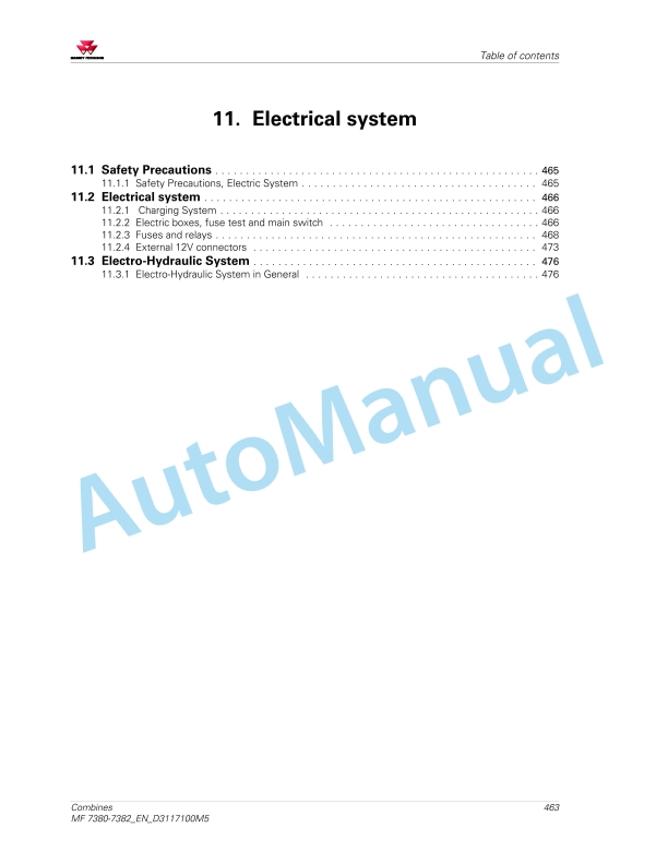 Massey Ferguson MF 7380 - MF 7382 Combines Operators Manual D3117100M5 5 Massey Ferguson MF 7380 - MF 7382 Combines Operators Manual D3117100M5 - Image 5