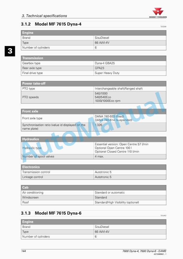 Massey Ferguson MF 7600 Operators Manual 4373389M2-5
