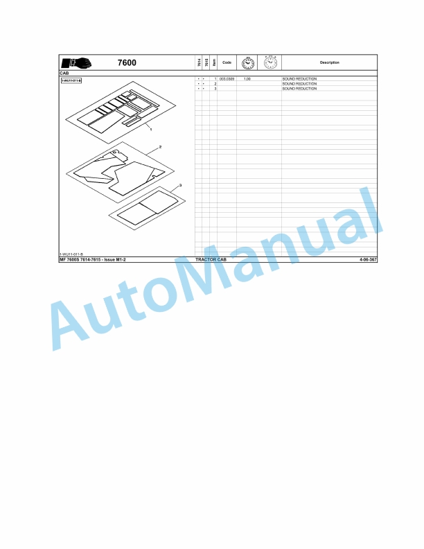 Massey Ferguson MF 7600 Series Tractors Repair Time Schedule 4373756M3-3