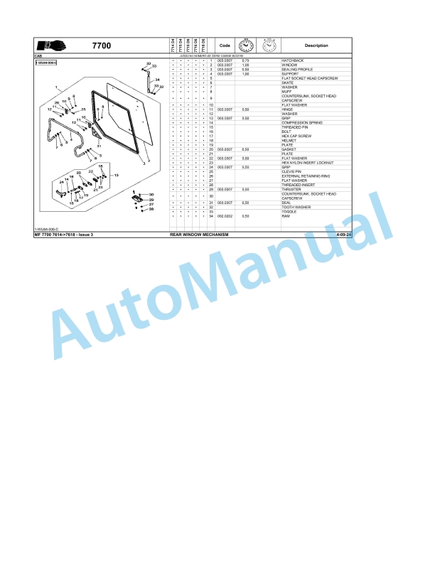 Massey Ferguson MF 7700 Repair Time Schedule ACT001672-3