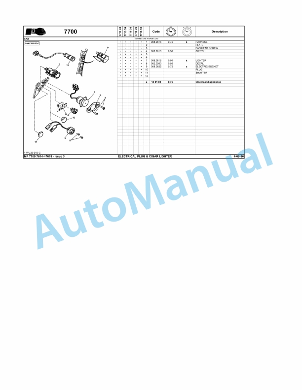 Massey Ferguson MF 7700 Repair Time Schedule ACT001672-4