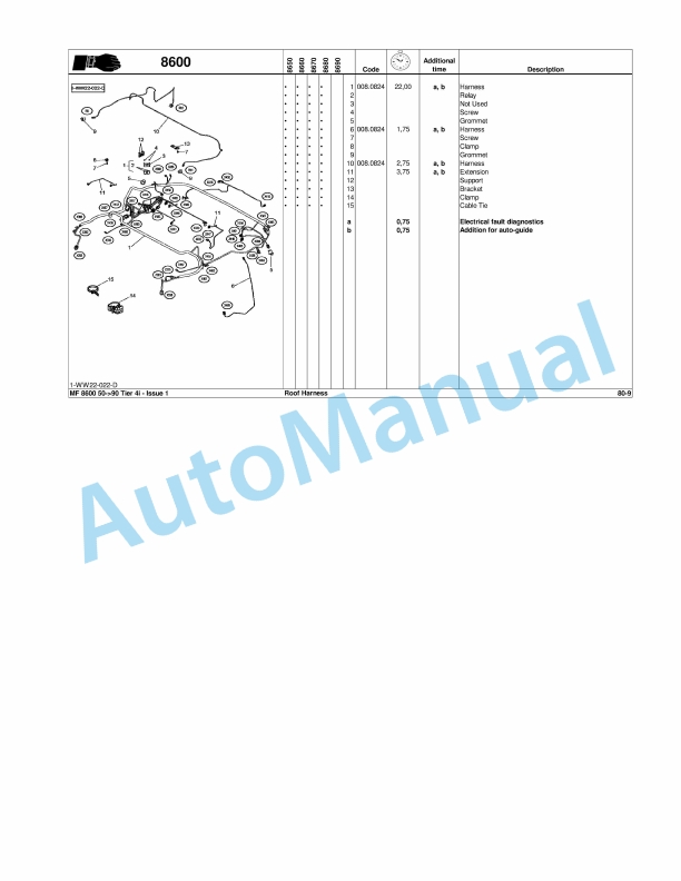 Massey Ferguson MF 8600 Series Tractors Repair Time Schedule 4373046M2-3