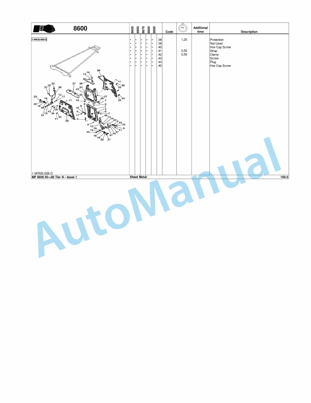 Massey Ferguson MF 8600 Series Tractors Repair Time Schedule 4373046M2-4