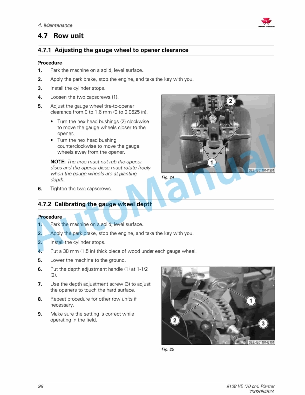 Massey Ferguson MF 9100 VE Series Planter Operators Manual 700208462A-3