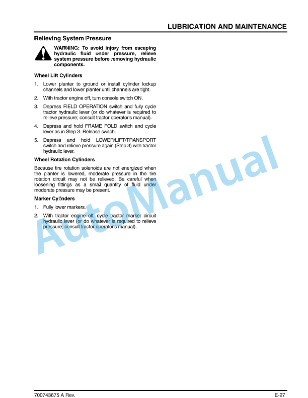 Massey Ferguson MF 9186 Planter Operators Manual 700743675A-4