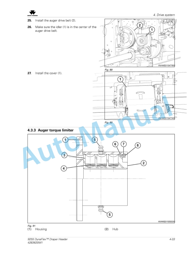 Massey Ferguson MF 9200 Series Draper Header Service Manual 4283620M1-2