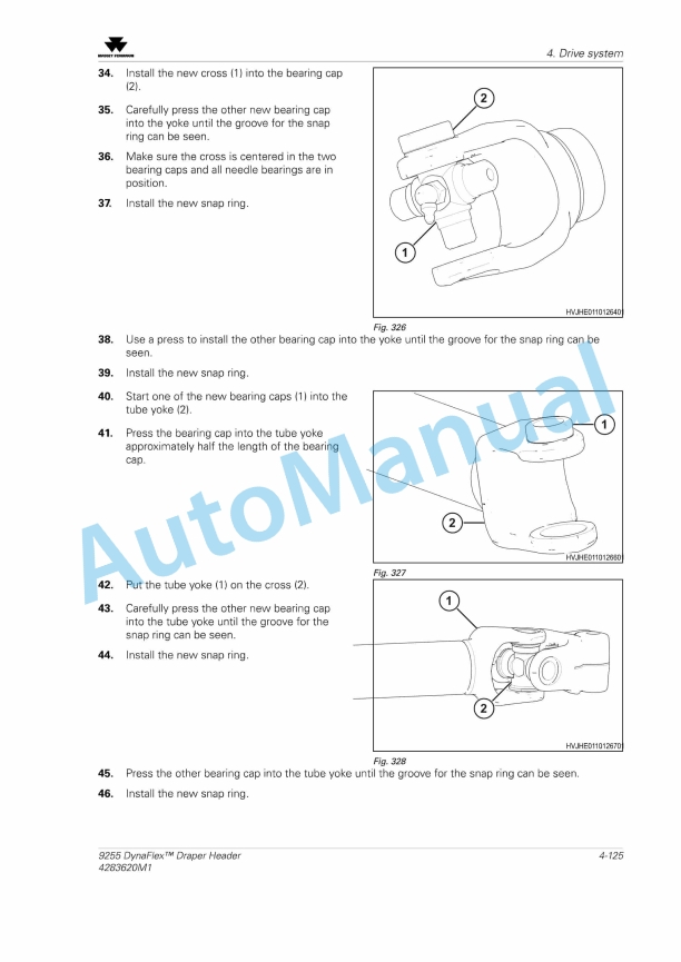 Massey Ferguson MF 9200 Series Draper Header Service Manual 4283620M1-3