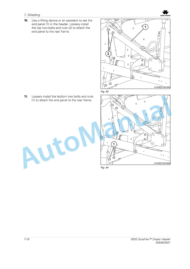 Massey Ferguson MF 9200 Series Draper Header Service Manual 4283620M1-5