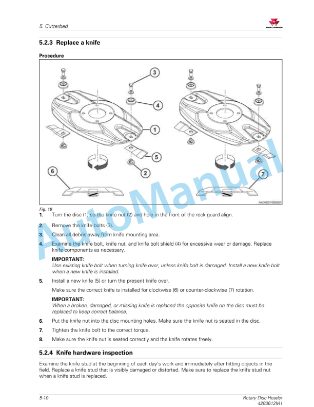 Massey Ferguson MF 9283, MF 9286 Rotary Disc Header Service Manual 4283612M1-2