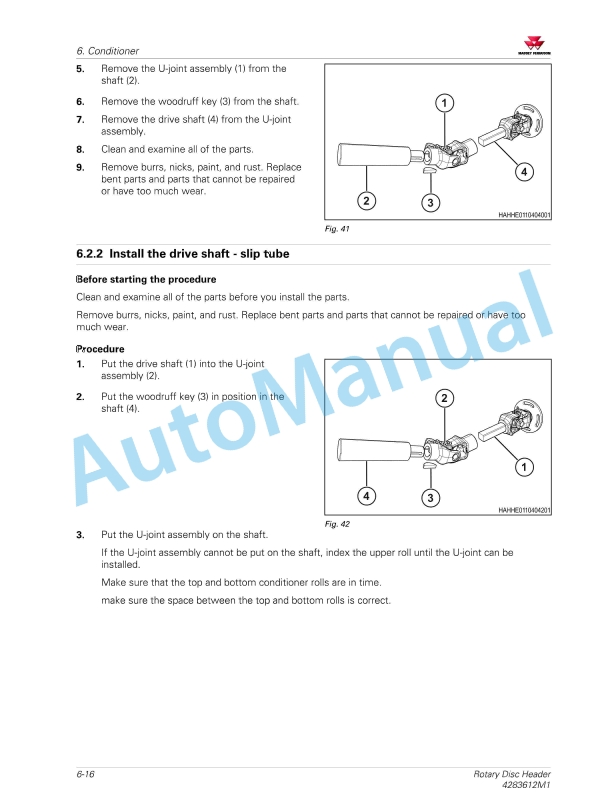 Massey Ferguson MF 9283, MF 9286 Rotary Disc Header Service Manual 4283612M1-3