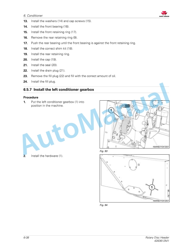 Massey Ferguson MF 9283, MF 9286 Rotary Disc Header Service Manual 4283612M1-4