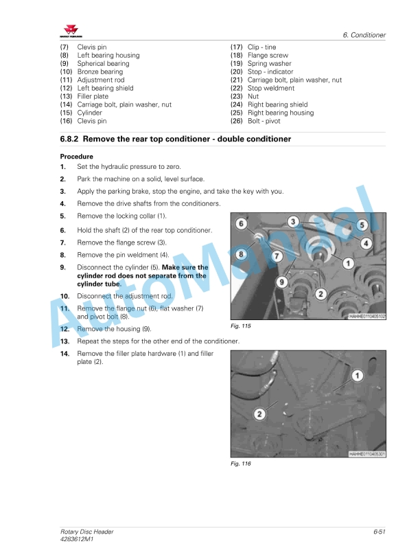 Massey Ferguson MF 9283, MF 9286 Rotary Disc Header Service Manual 4283612M1-5