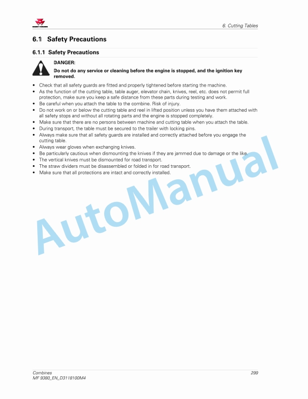 Massey Ferguson MF 9380 - MF 9380 AL Combines Operators Manual D3118100M4 2 Massey Ferguson MF 9380 - MF 9380 AL Combines Operators Manual D3118100M4 - Image 2