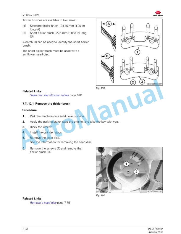 Massey Ferguson MF 9812 Planter Workshop Service Manual 4283521M2-4