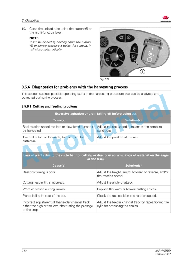 Massey Ferguson MF Hybrid Combine Operators Manual 6313431M2-2