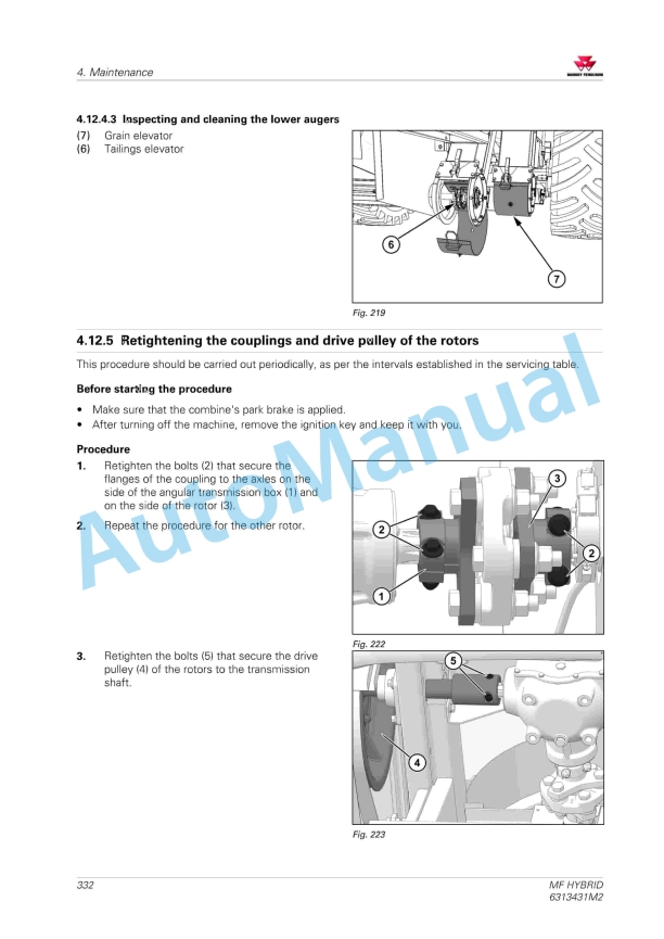 Massey Ferguson MF Hybrid Combine Operators Manual 6313431M2-5