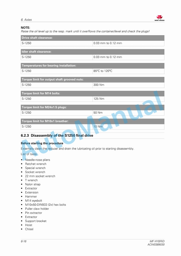 Massey Ferguson MF Hybrid Combine Workshop Service Manual ACW0389030 2 Massey Ferguson MF Hybrid Combine Workshop Service Manual ACW0389030 - Image 2