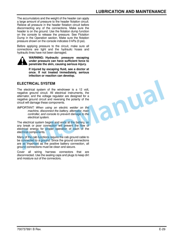 Massey Ferguson MF WR9725 Windrower Tractor Operators Manual 700737891B-4