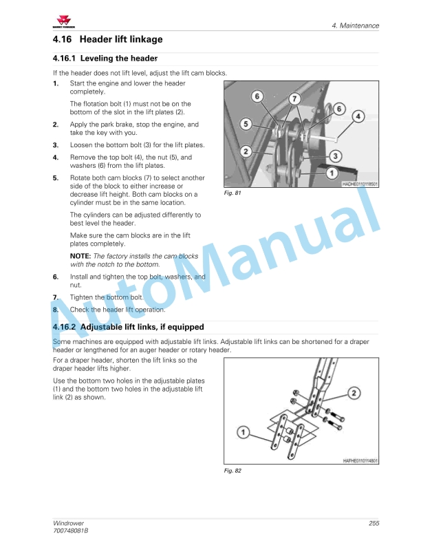 Massey Ferguson MF WR9800 Series Windrower Operators Manual 700748081B-5