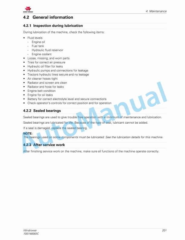 Massey Ferguson MF WR9800 Series Windrower Operators Manual 700748083C-3
