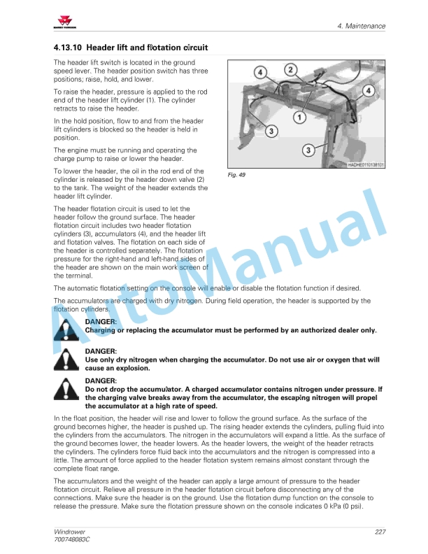 Massey Ferguson MF WR9800 Series Windrower Operators Manual 700748083C-4