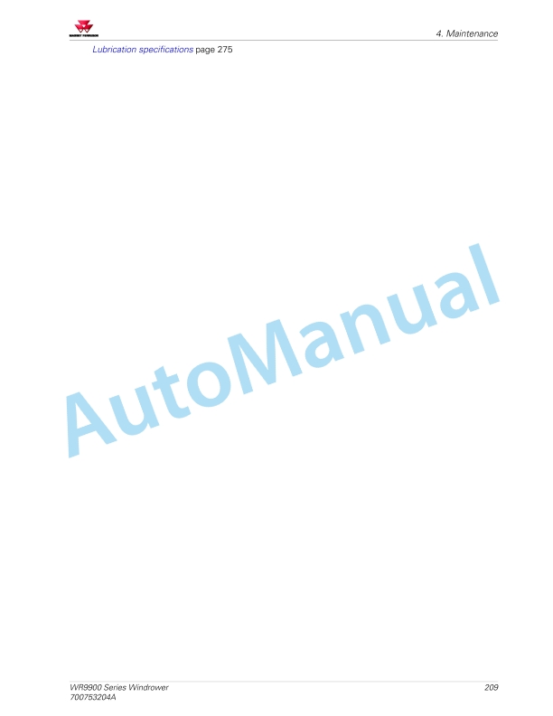 Massey Ferguson MF WR9900 Series Windrower Operators Manual 700753204A-3