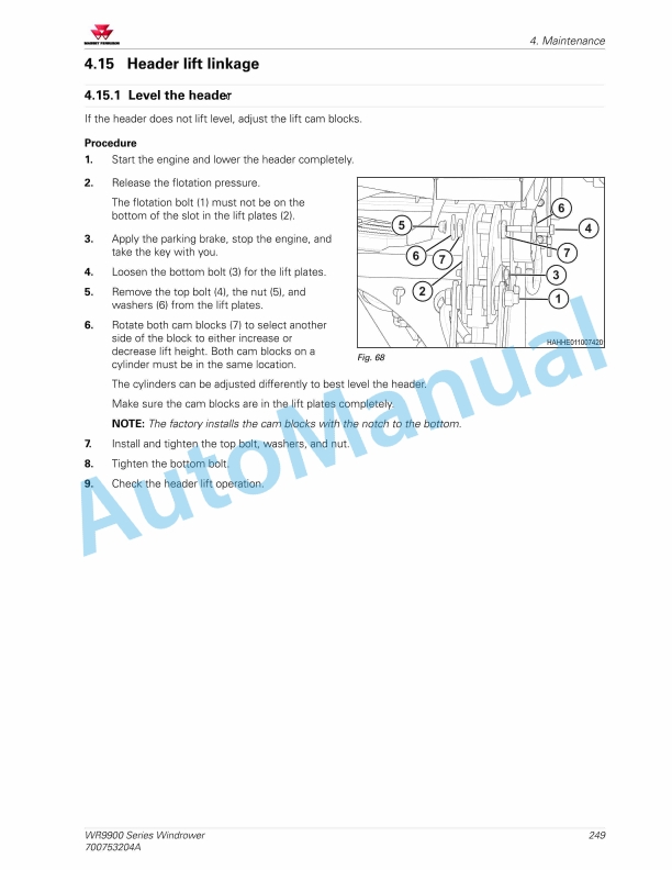Massey Ferguson MF WR9900 Series Windrower Operators Manual 700753204A-5