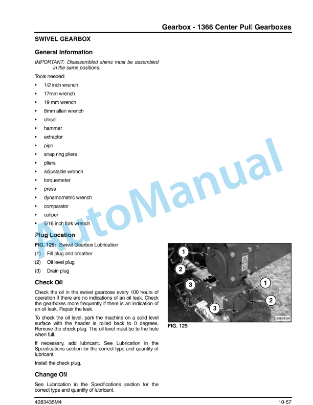 Massey Ferguson MF1363, MF1366 Rotary Disc Mower Service Manual 4283435M4-5